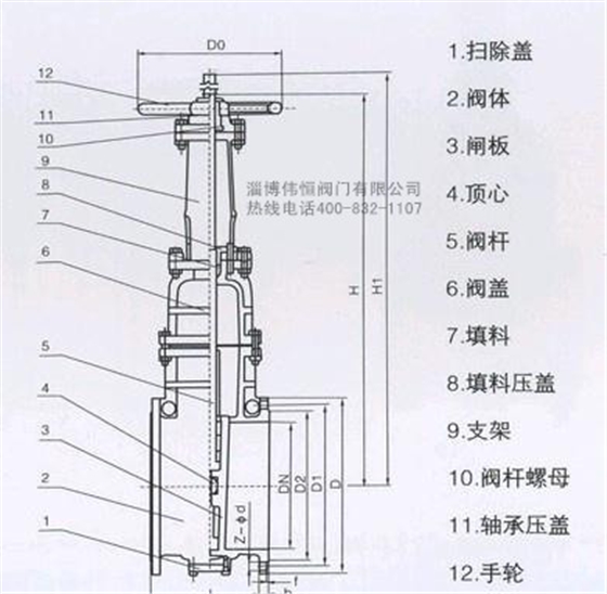 偉恒閥門(mén)-煤氣閘閥結構